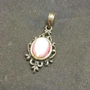 Sterling Silver and Pink Cats Eyes Pendant